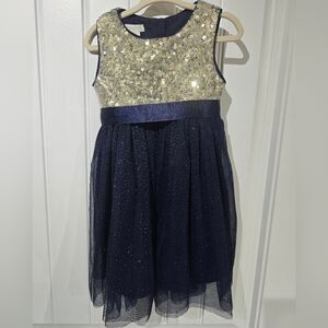 Monsoon Navy and Gold Sequin Dress